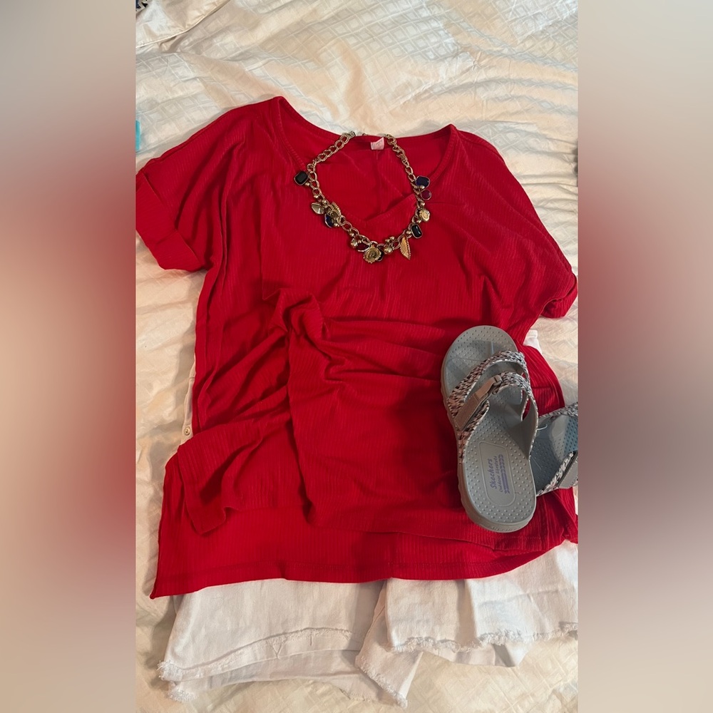 Zenana ribbed top in ruby or coral